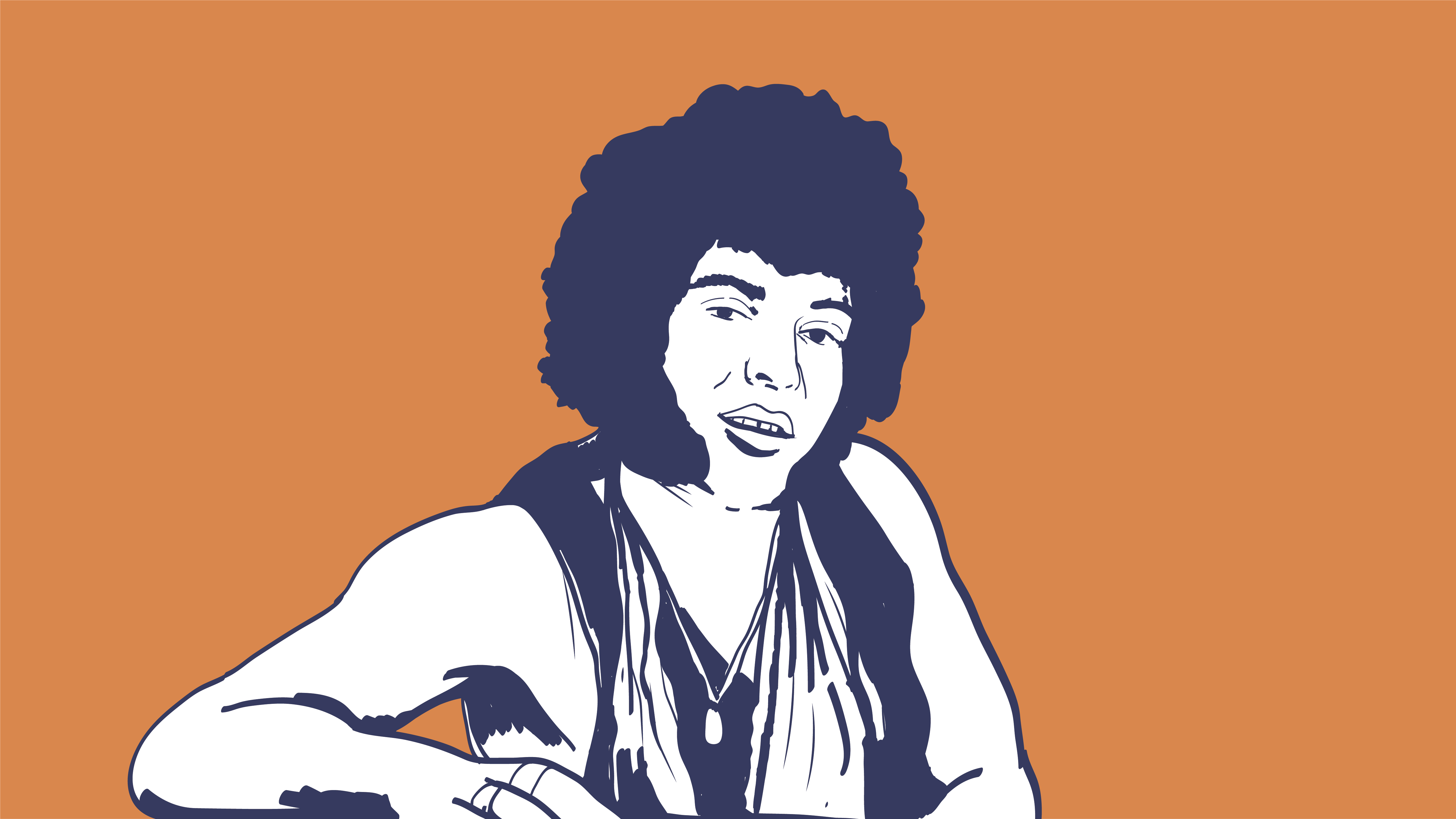 An illustration of Ray Dorset as Mungo Jerry, playing guitar.