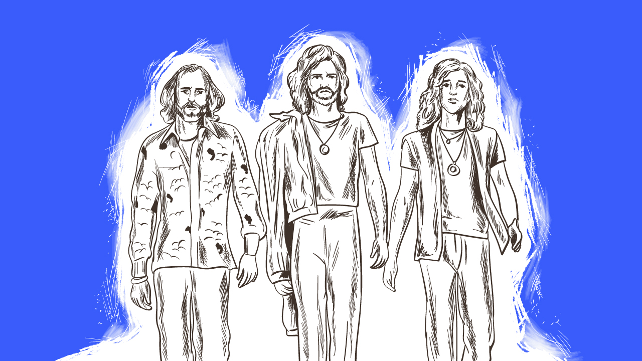 Illustration of the Bee Gees as writers of the song, Islands in the Stream.