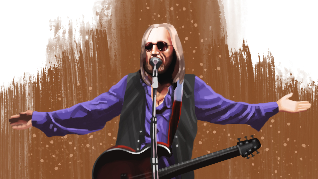 An illustration of Tom Petty singing.