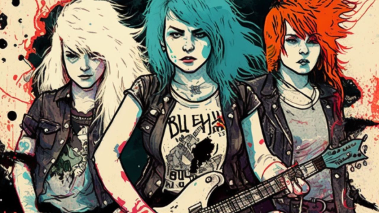 An illustration of punk rock women