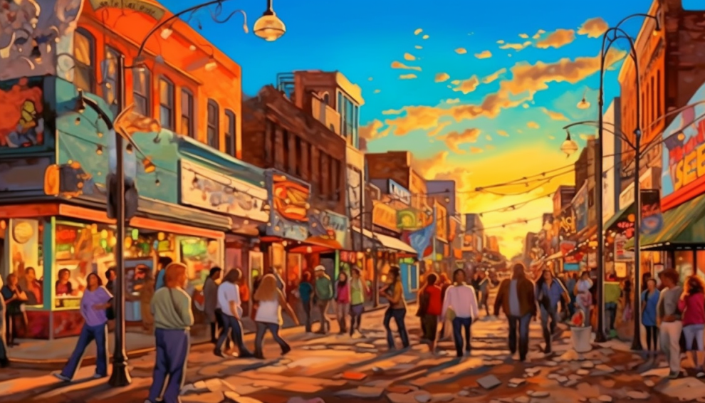 An image representing what Beale Street in Memphis might look like during the music festival